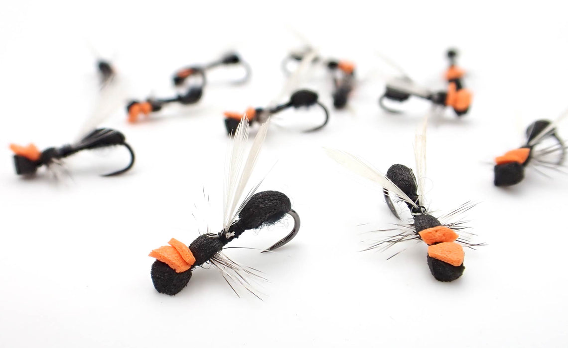 ant fishing lures Hi Vis Foam Assassin Ant (12 flies) — DRAGONtail Tenkara