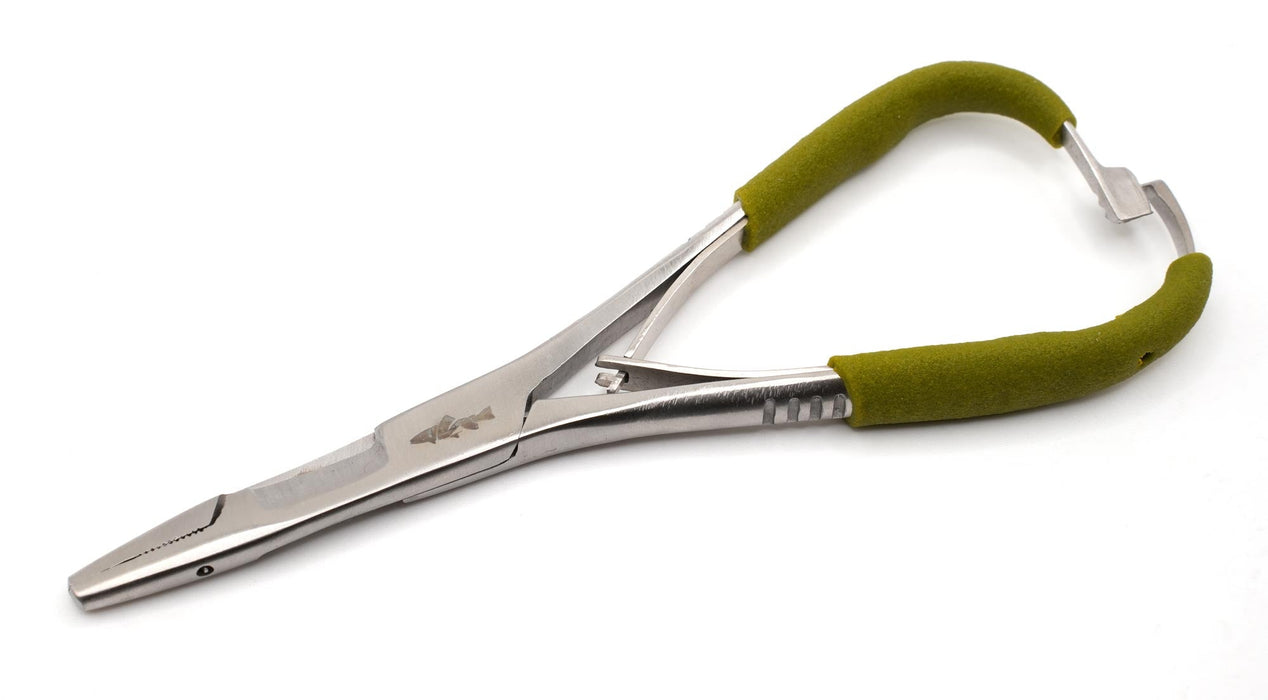 NIRVANA Mitten Scissor Clamps w/ Hook Eye Cleaner 5.5inch (olive grip)