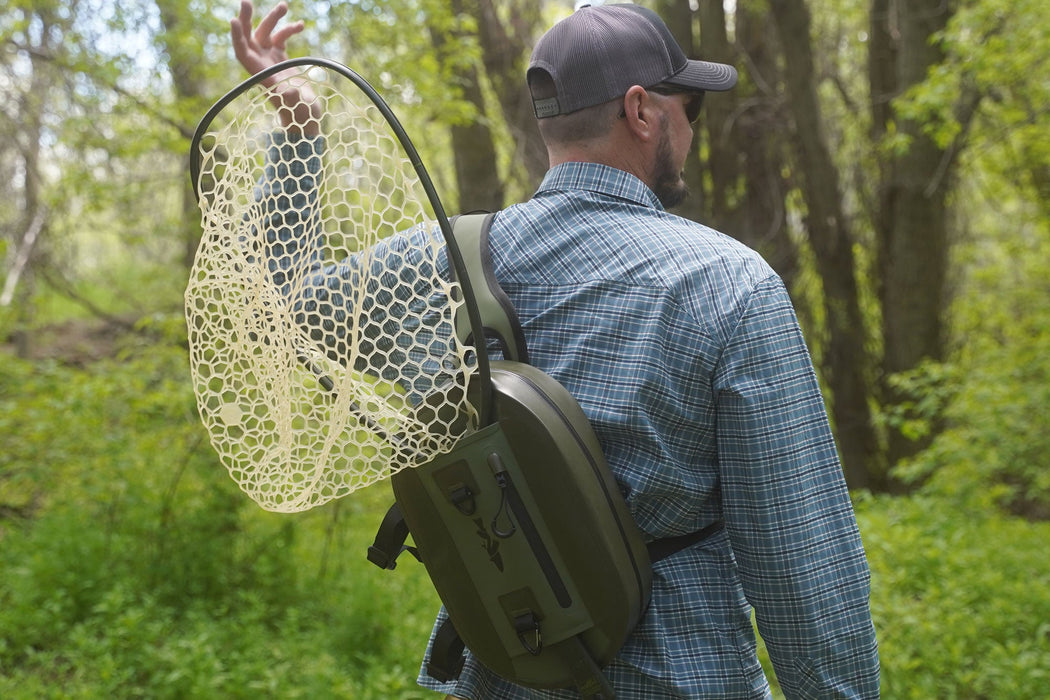 Fly Fishing Sling Pack With Net NIRVANA Waterproof Sling Pack