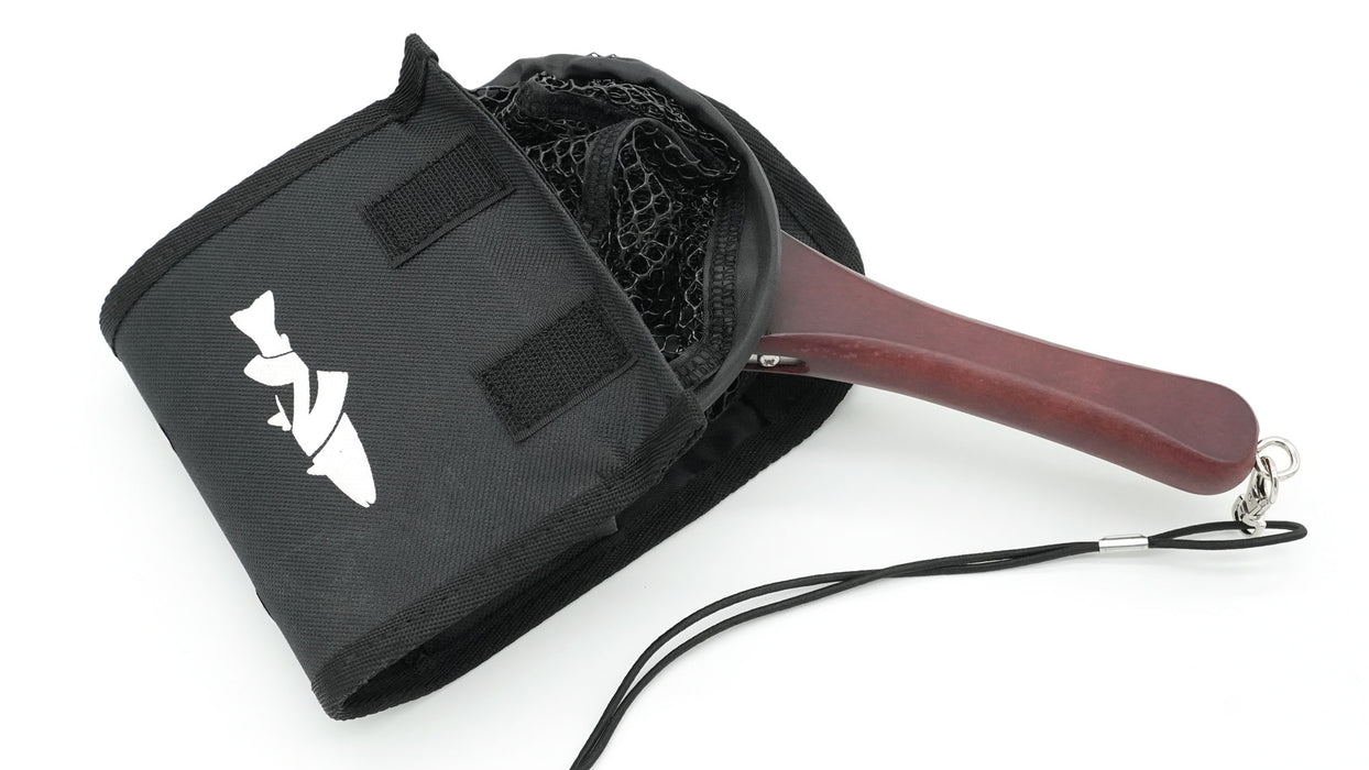 NIRVANA Wood Handle Folding Net w/Rubber Coated Netting