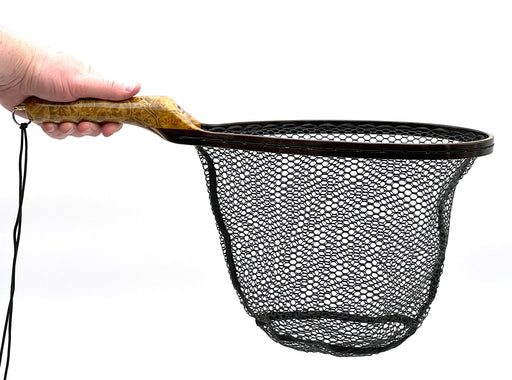 Fishing Landing Net Trout and Release Network Under with Wooden Handle for Kaya, Boat, Size: Small Mesh, Other