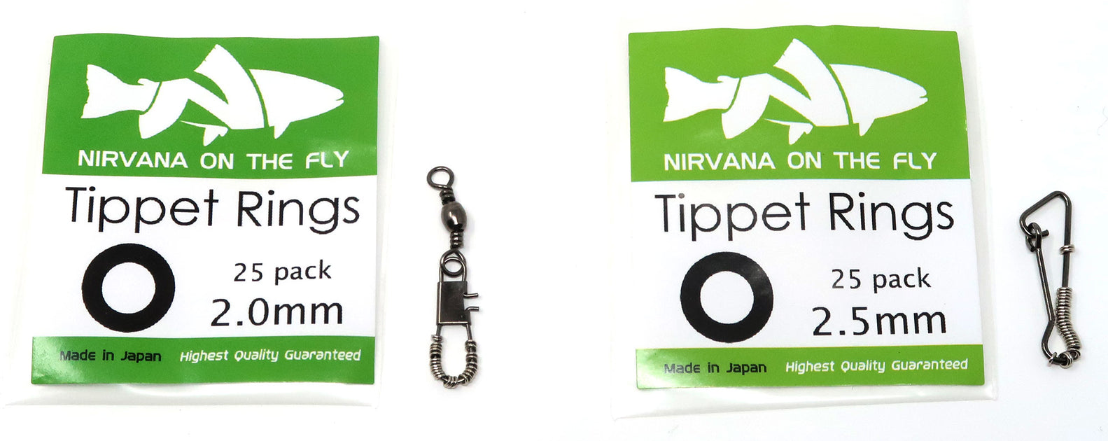 Nirvana Premium Fly Fishing Tippet Rings - 25 Rings On A Clip - Made in Japan (2mm)
